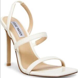 Steve Madden White Gracey Square Toe Strappy Heels - Size 8